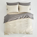 Houssea Housse de Couette Beige et Grise - Sommeil Réparateur