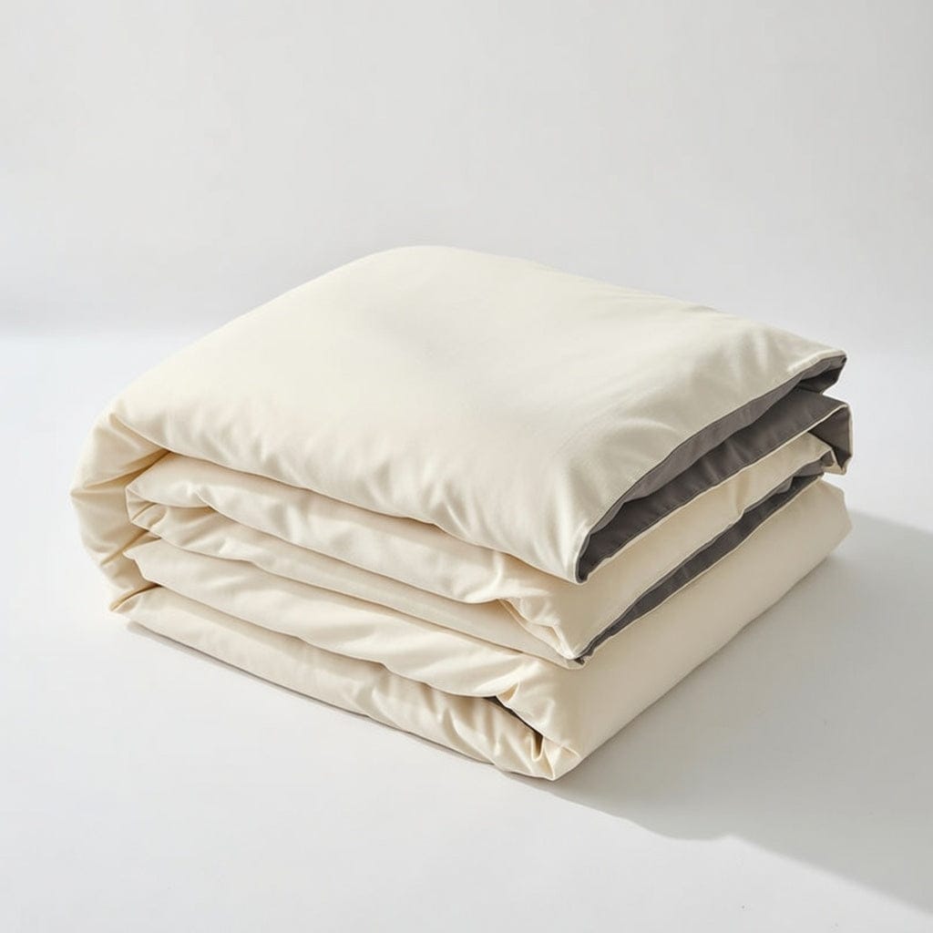 Houssea Housse de Couette Beige et Grise - Sommeil Réparateur