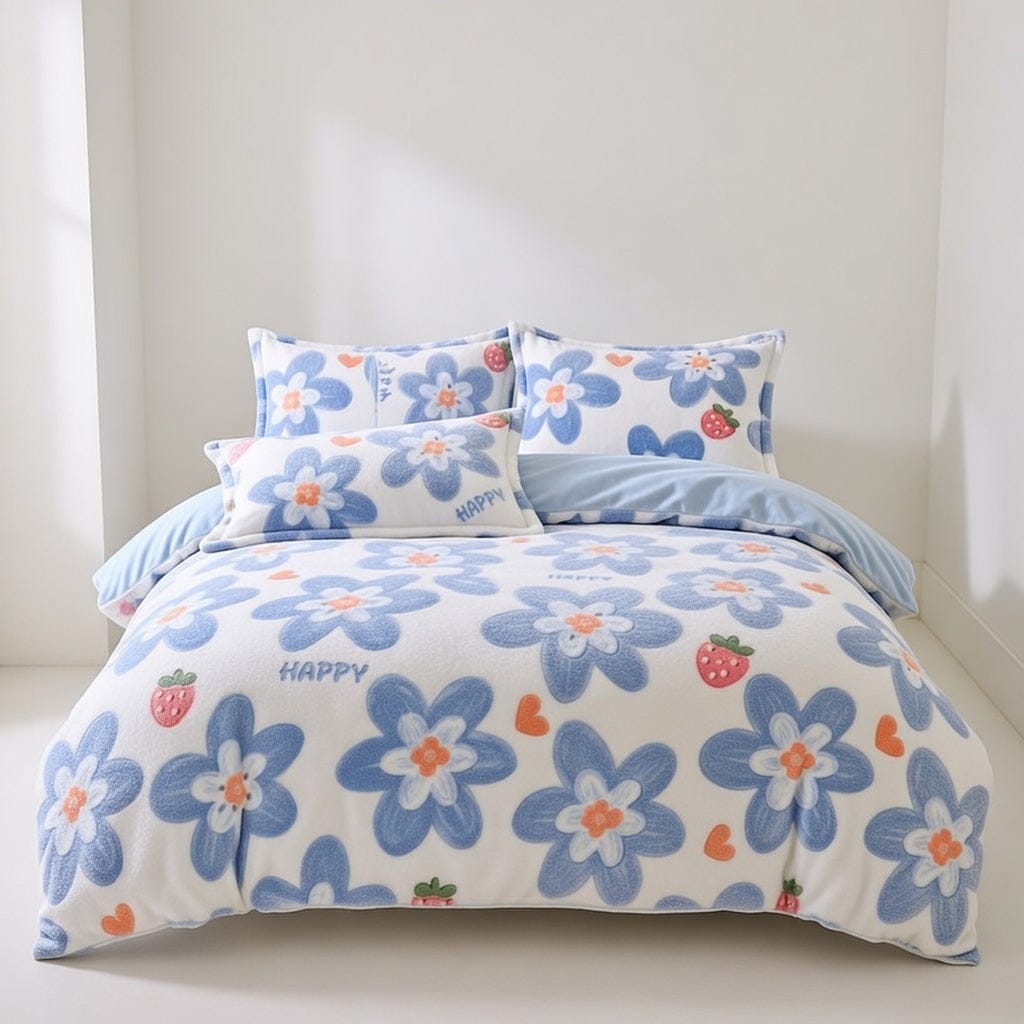 Houssea Housse de Couette Bleu Nuit - Confort Velouté