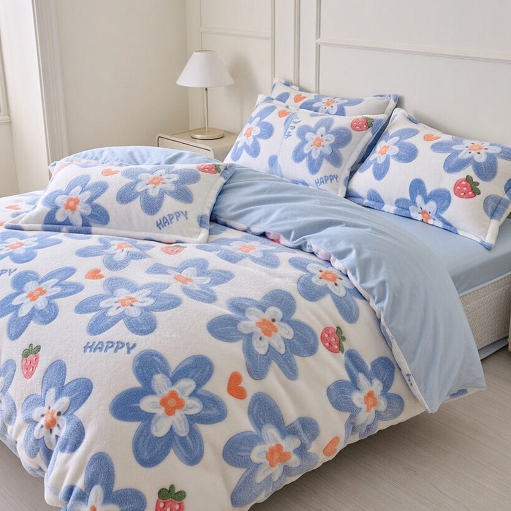 Houssea Housse de Couette Bleu Nuit - Confort Velouté