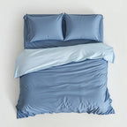 Houssea Housse de Couette Bleu Nuit en Coton Lavé - Confort Luxueux