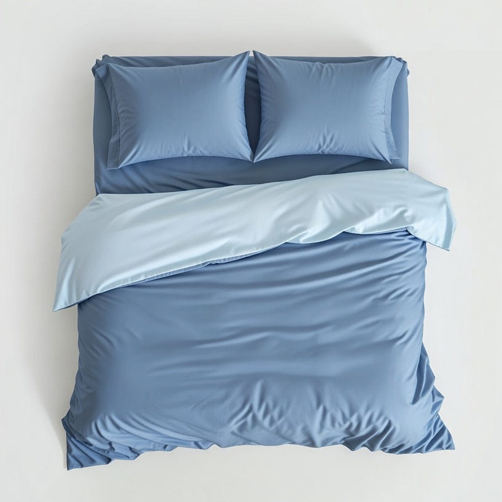 Houssea Housse de Couette Bleu Nuit en Coton Lavé - Confort Luxueux