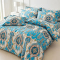 Houssea Housse de Couette Bleue Bohème - Confort Velouté Premium