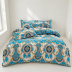 Houssea Housse de Couette Bleue Bohème - Confort Velouté Premium