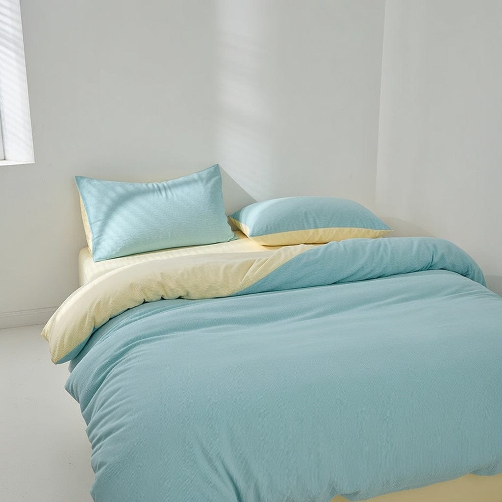 Houssea Housse de Couette Bleue en Microfibre - Confort Luxueux