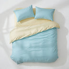 Houssea Housse de Couette Bleue en Microfibre - Confort Luxueux