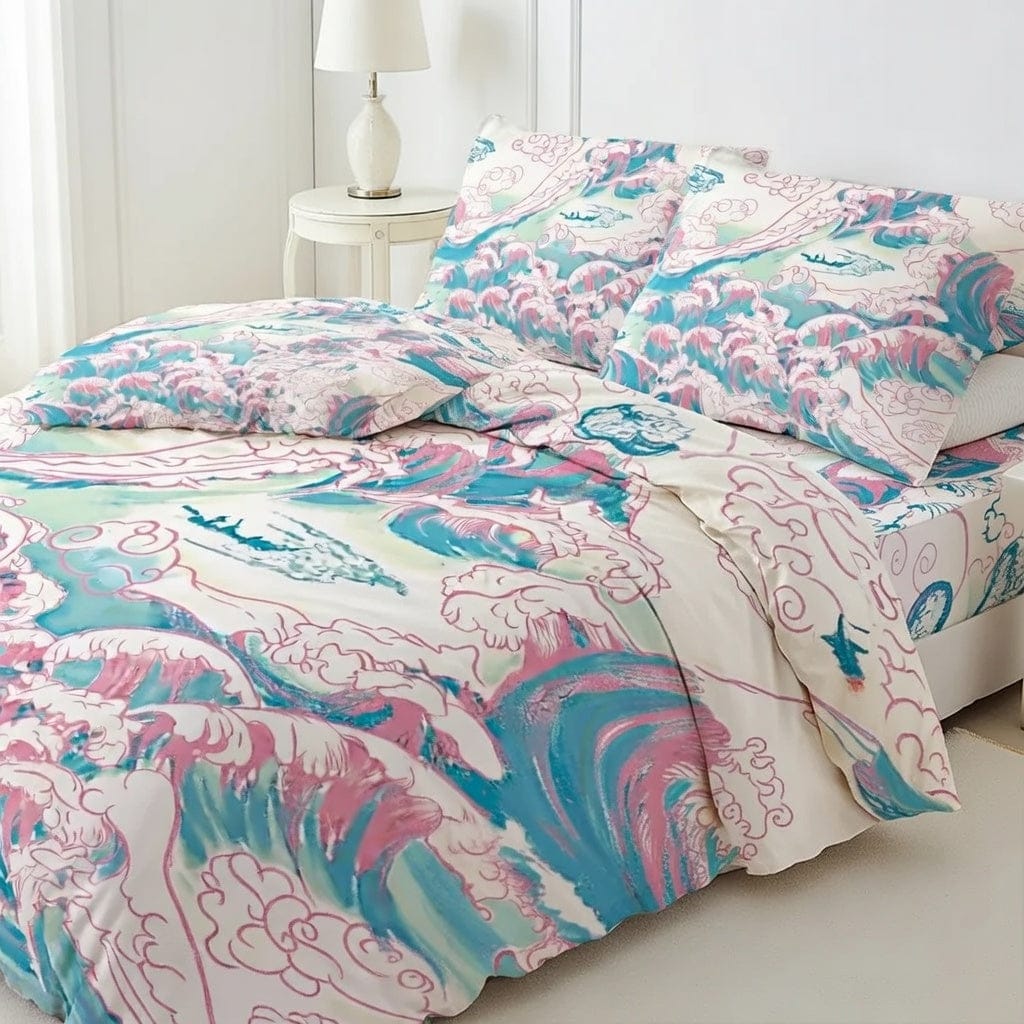 Houssea Housse de Couette Bord de Mer - Motifs Nuageux