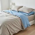 Houssea Housse de Couette Confort Premium Bleu et Gris