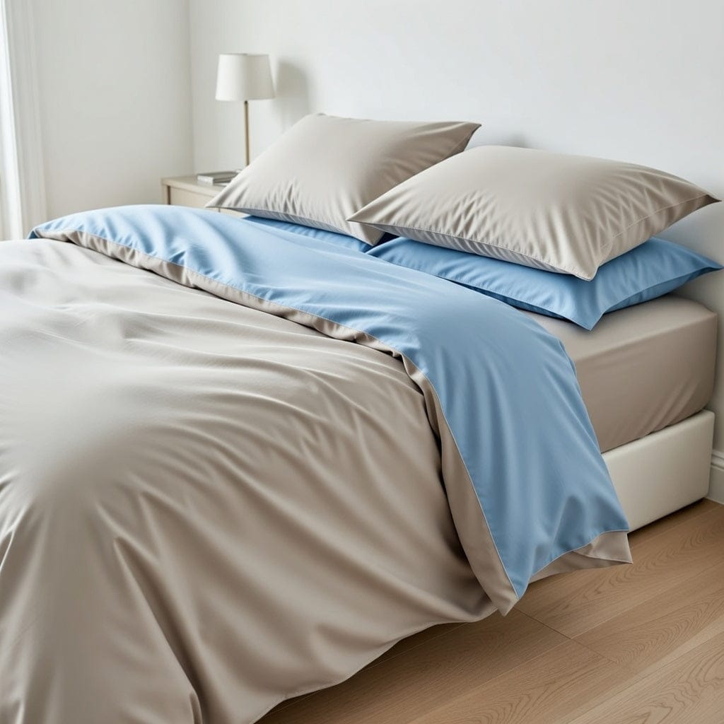 Houssea Housse de Couette Confort Premium Bleu et Gris