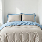 Houssea Housse de Couette Confort Premium Bleu et Gris