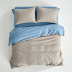 Houssea Housse de Couette Confort Premium Bleu et Gris