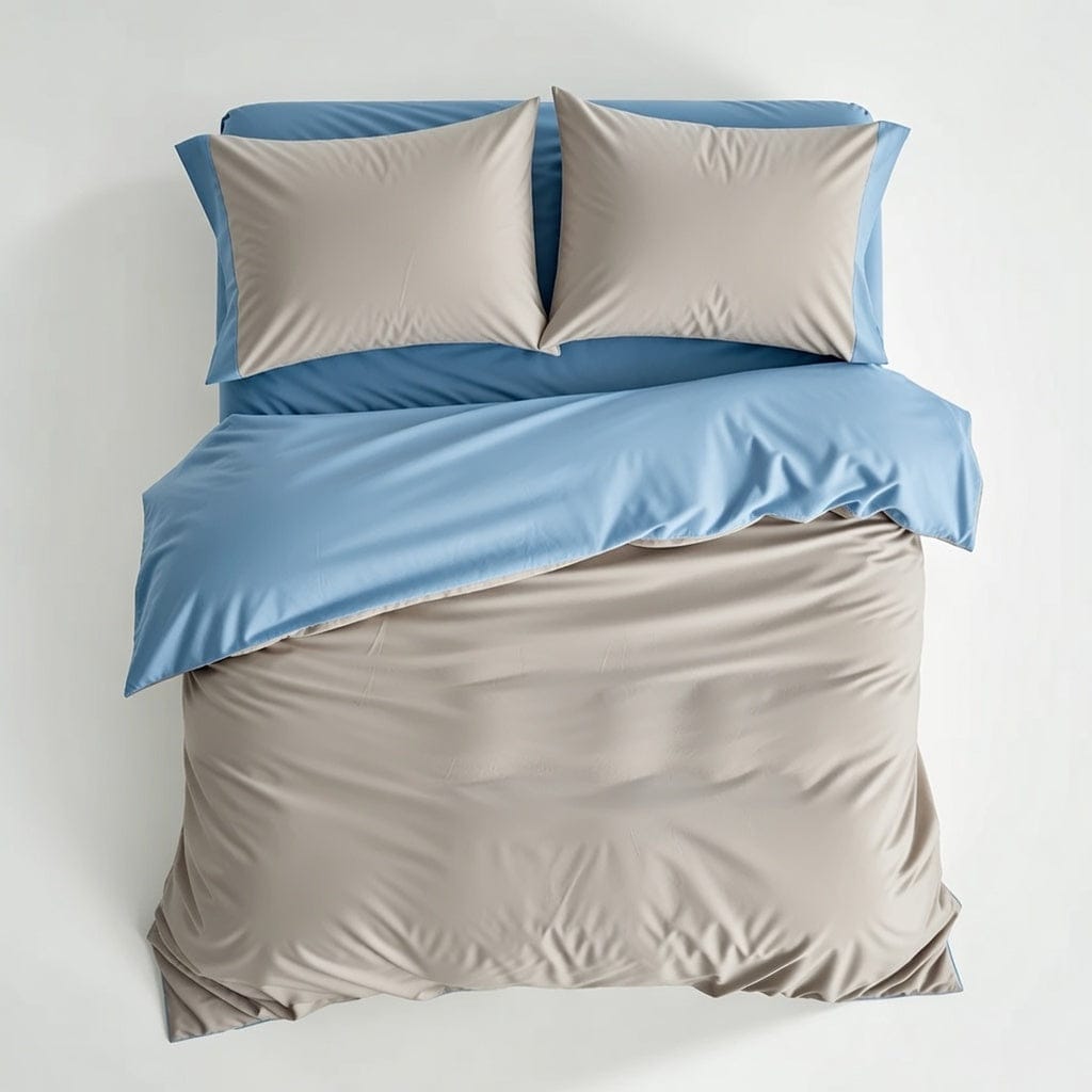 Houssea Housse de Couette Confort Premium Bleu et Gris