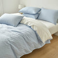 Houssea Housse de Couette Coton Gaufré Bleu Nuit - Confort Luxueux