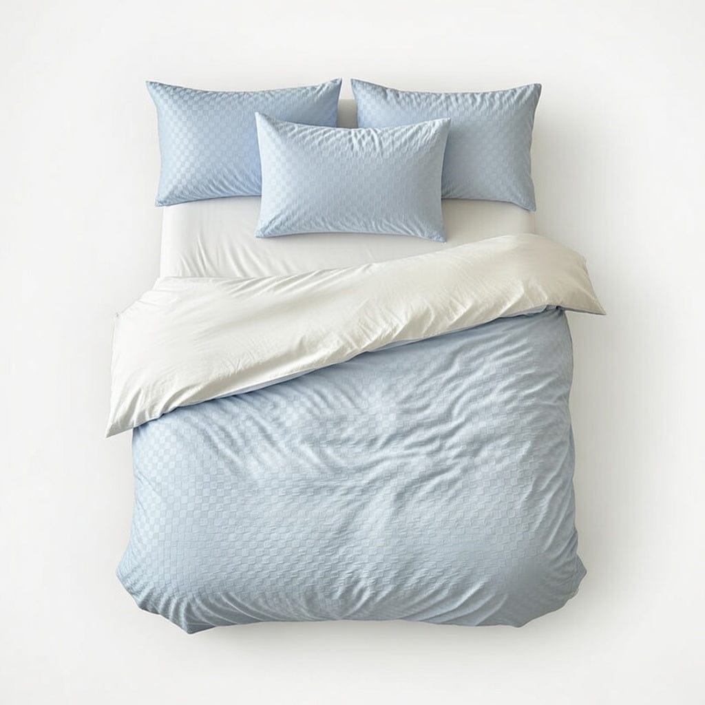 Houssea Housse de Couette Coton Gaufré Bleu Nuit - Confort Luxueux