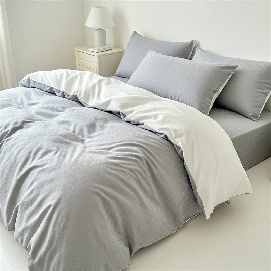 Houssea Housse de Couette Coton Lavé Grise - Confort Sophistiqué