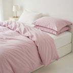 Houssea Housse de Couette Coton Rose Poudré - Confort Luxueux