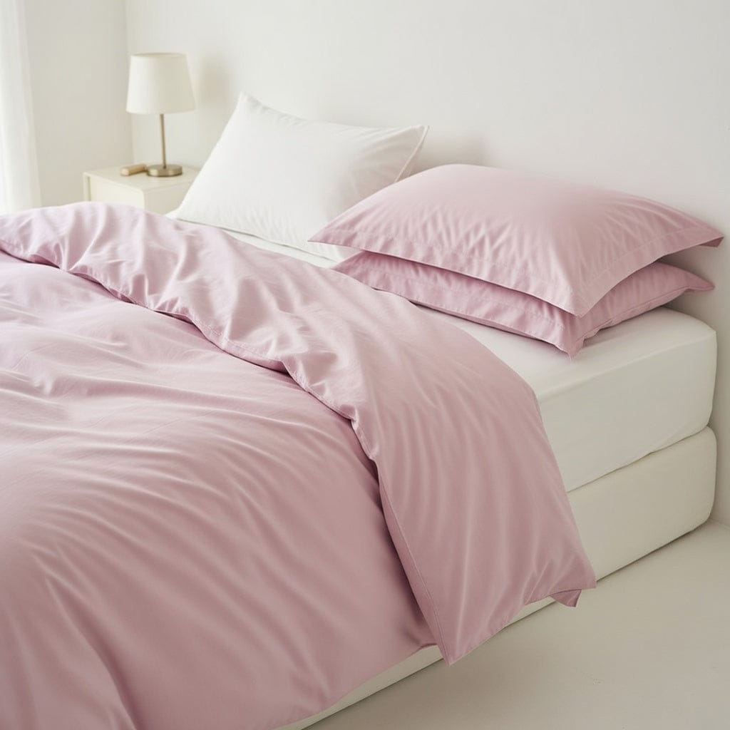 Houssea Housse de Couette Coton Rose Poudré - Confort Luxueux