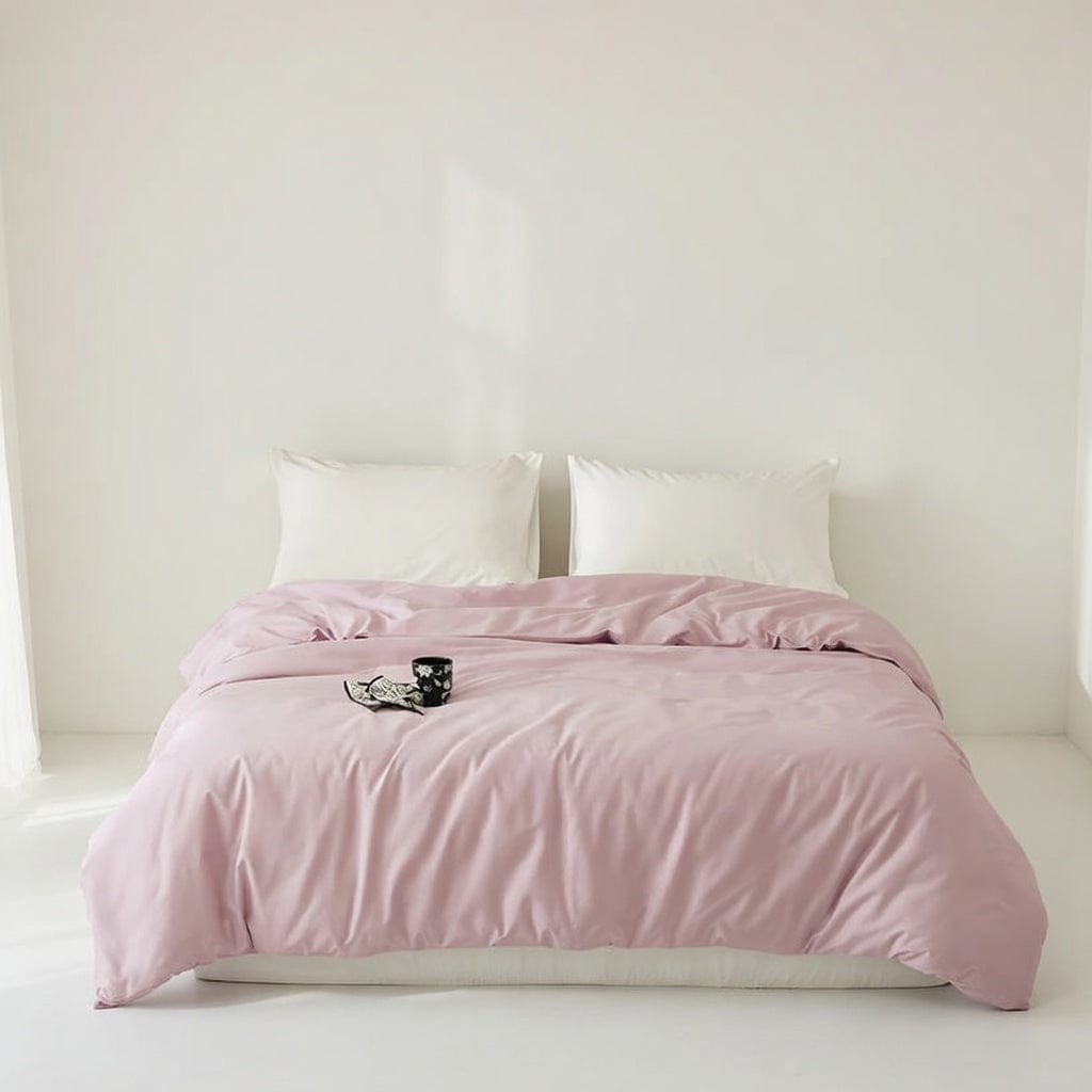 Houssea Housse de Couette Coton Rose Poudré - Confort Luxueux