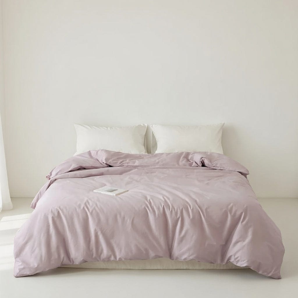Houssea Housse de Couette Coton Rose Poudré - Confort Luxueux