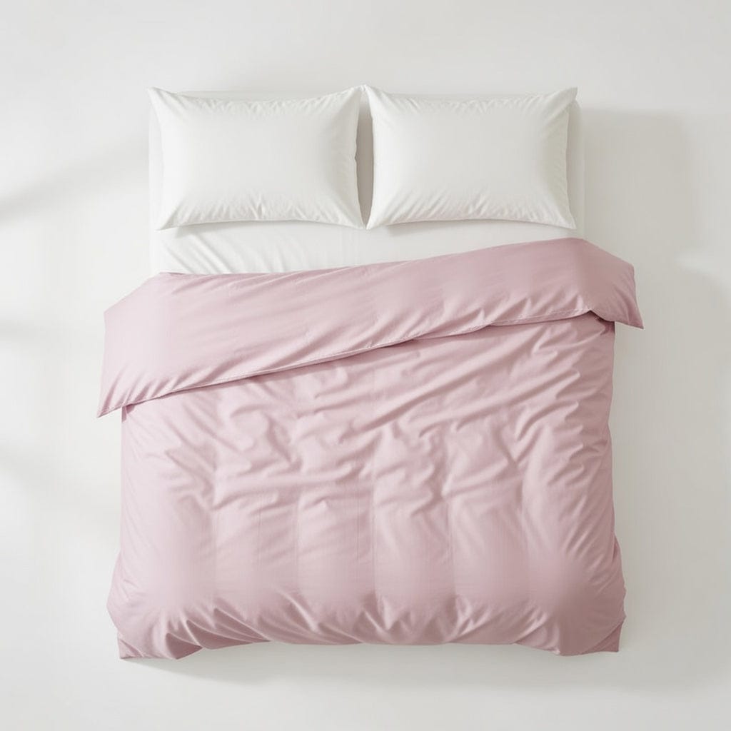 Houssea Housse de Couette Coton Rose Poudré - Confort Luxueux