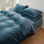 Houssea Housse de Couette en Flanelle Bleu Nuit - Confort Hivernal