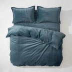 Houssea Housse de Couette en Flanelle Bleu Nuit - Confort Hivernal