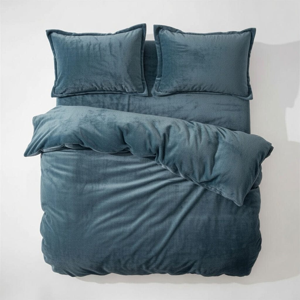 Houssea Housse de Couette en Flanelle Bleu Nuit - Confort Hivernal