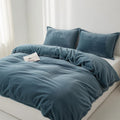 Houssea Housse de Couette en Flanelle Bleu Nuit - Confort Hivernal