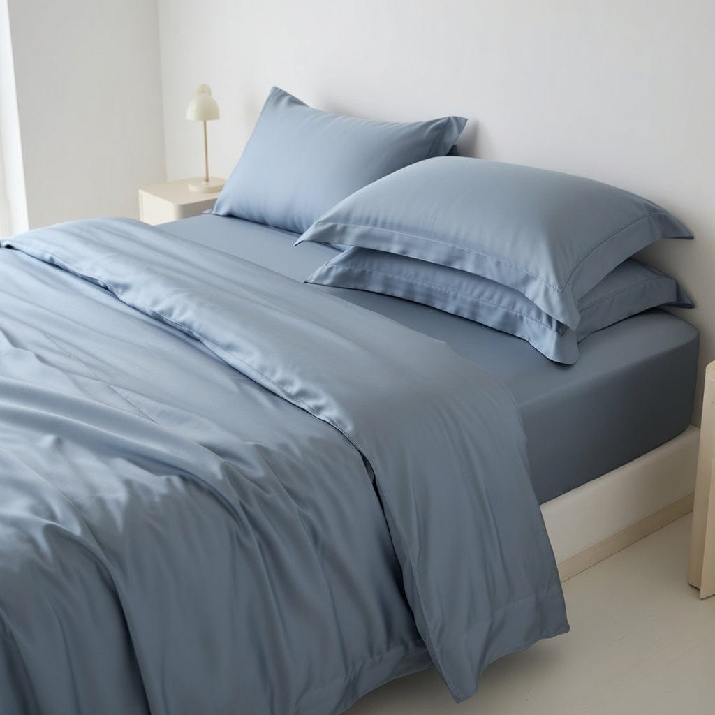 Houssea Housse de Couette en Soie Bleue - Élégance et Douceur