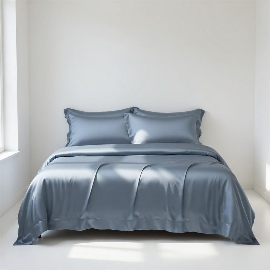 Houssea Housse de Couette en Soie Bleue - Élégance et Douceur