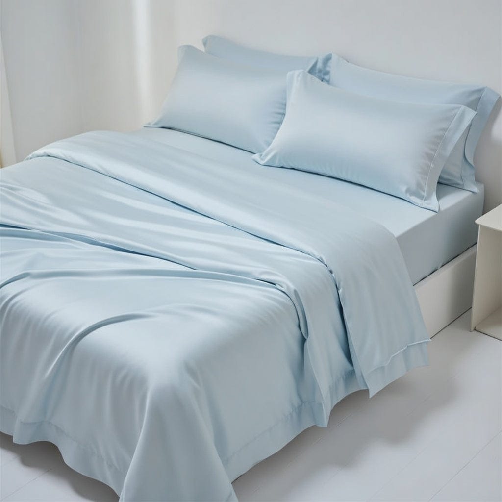 Houssea Housse de Couette en Soie Bleue - Luxe et Douceur Absolue