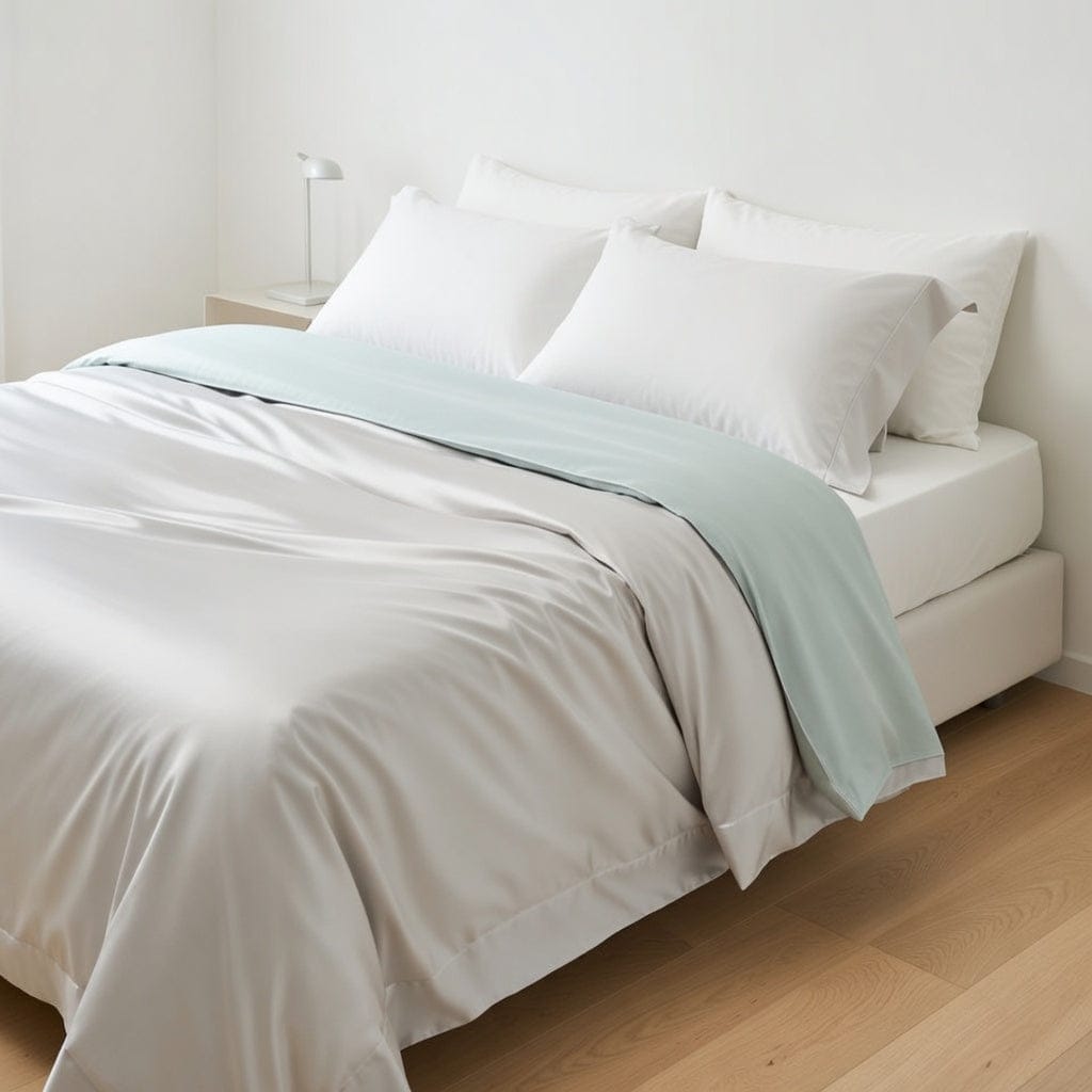 Houssea Housse de Couette en Soie Grise - Luxe et Douceur Absolue