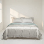 Houssea Housse de Couette en Soie Grise - Luxe et Douceur Absolue