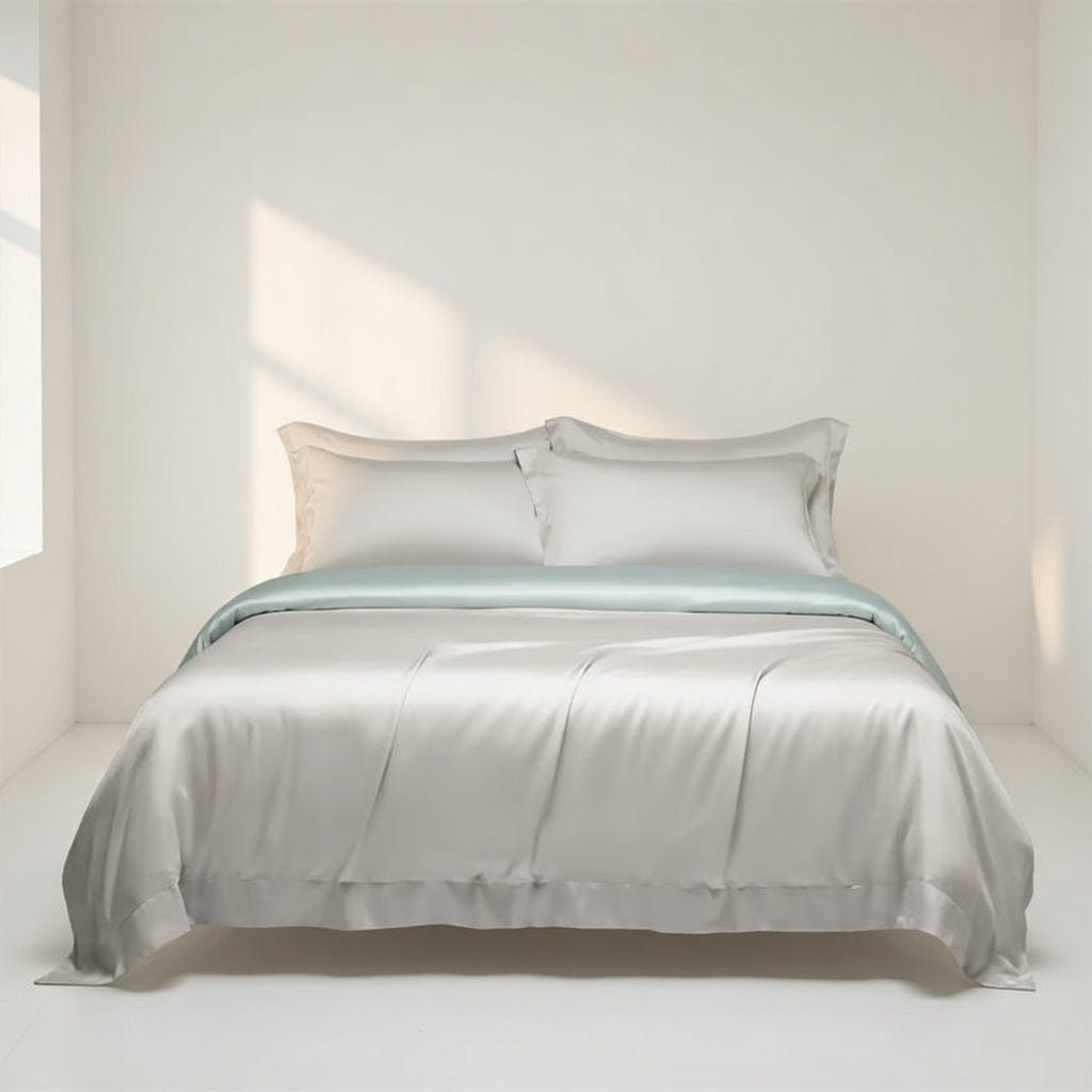 Houssea Housse de Couette en Soie Grise - Luxe et Douceur Absolue