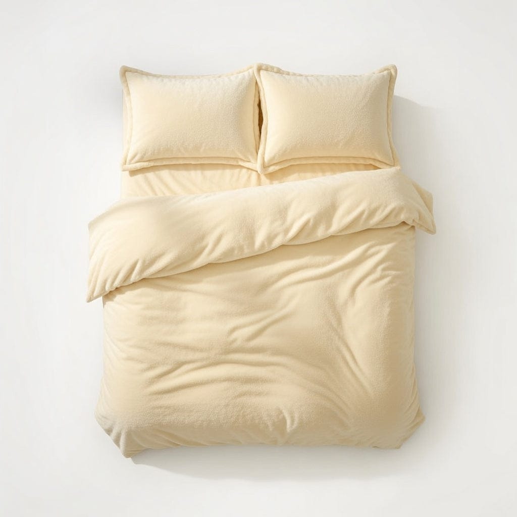Houssea Housse de Couette Flanelle Beige - Confort Hivernal Luxueux