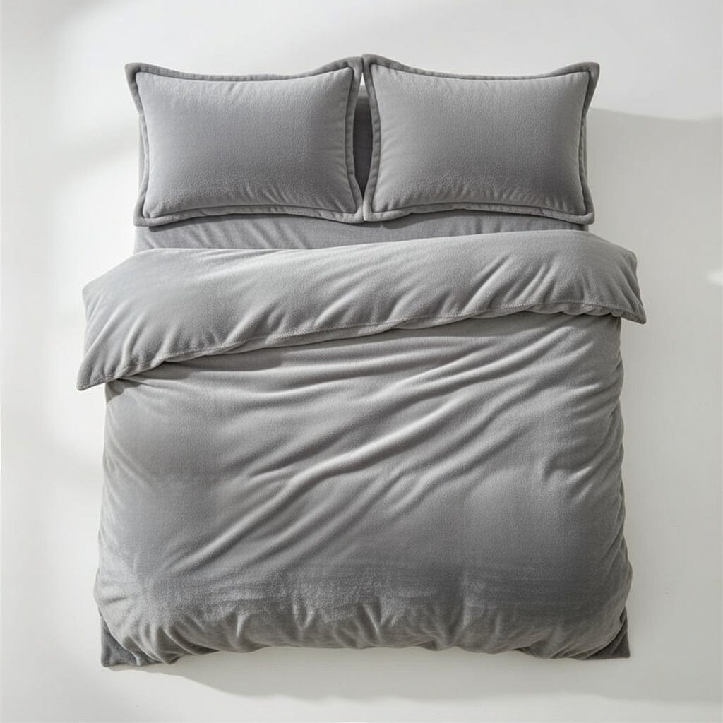 Houssea Housse de Couette Flanelle Grise - Chaleur et Élégance