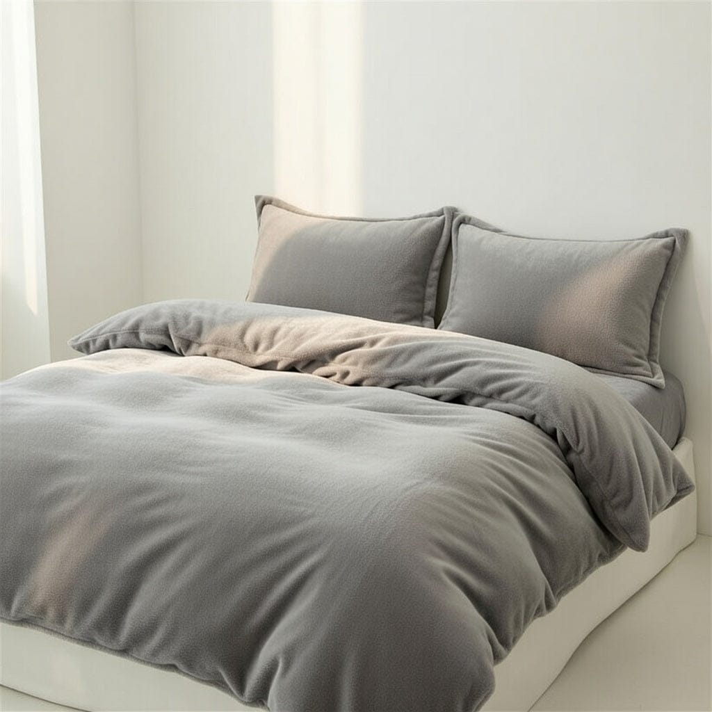 Houssea Housse de Couette Flanelle Grise - Chaleur et Élégance