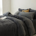 Houssea Housse de Couette Flanelle Noire - Confort Hivernal Luxueux
