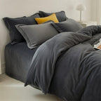 Houssea Housse de Couette Flanelle Noire - Confort Hivernal Luxueux