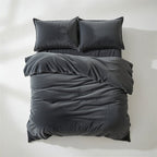Houssea Housse de Couette Flanelle Noire - Confort Hivernal Luxueux