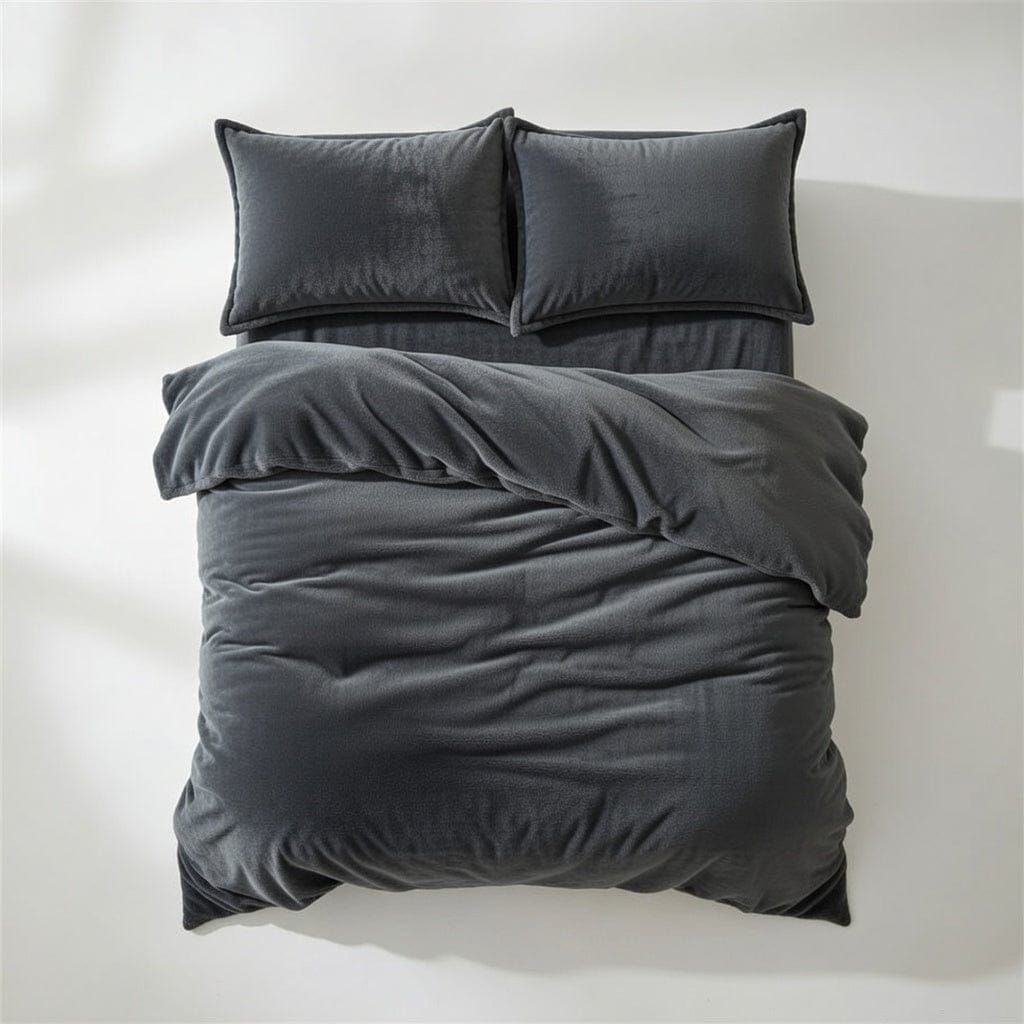 Houssea Housse de Couette Flanelle Noire - Confort Hivernal Luxueux