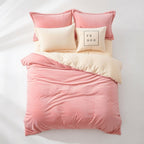 Houssea Housse de Couette Flanelle Rose - Confort Hivernal Chic