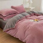 Houssea Housse de Couette Flanelle Rose - Douceur et Chaleur