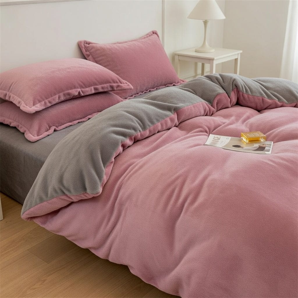 Houssea Housse de Couette Flanelle Rose - Douceur et Chaleur