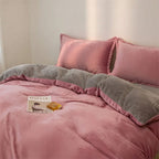 Houssea Housse de Couette Flanelle Rose - Douceur et Chaleur