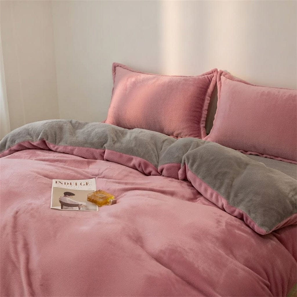 Houssea Housse de Couette Flanelle Rose - Douceur et Chaleur