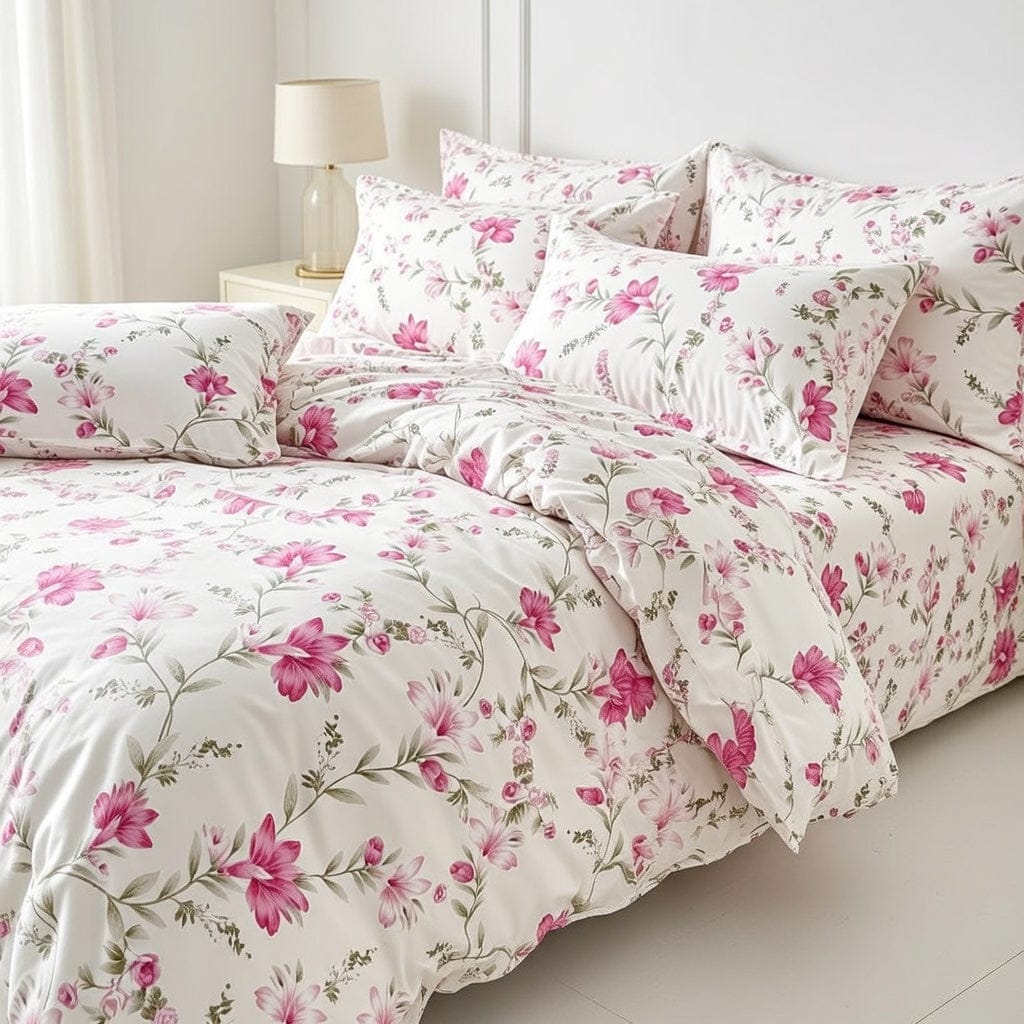 Houssea Housse de Couette Fleurie en Polyester - Confort Raffiné