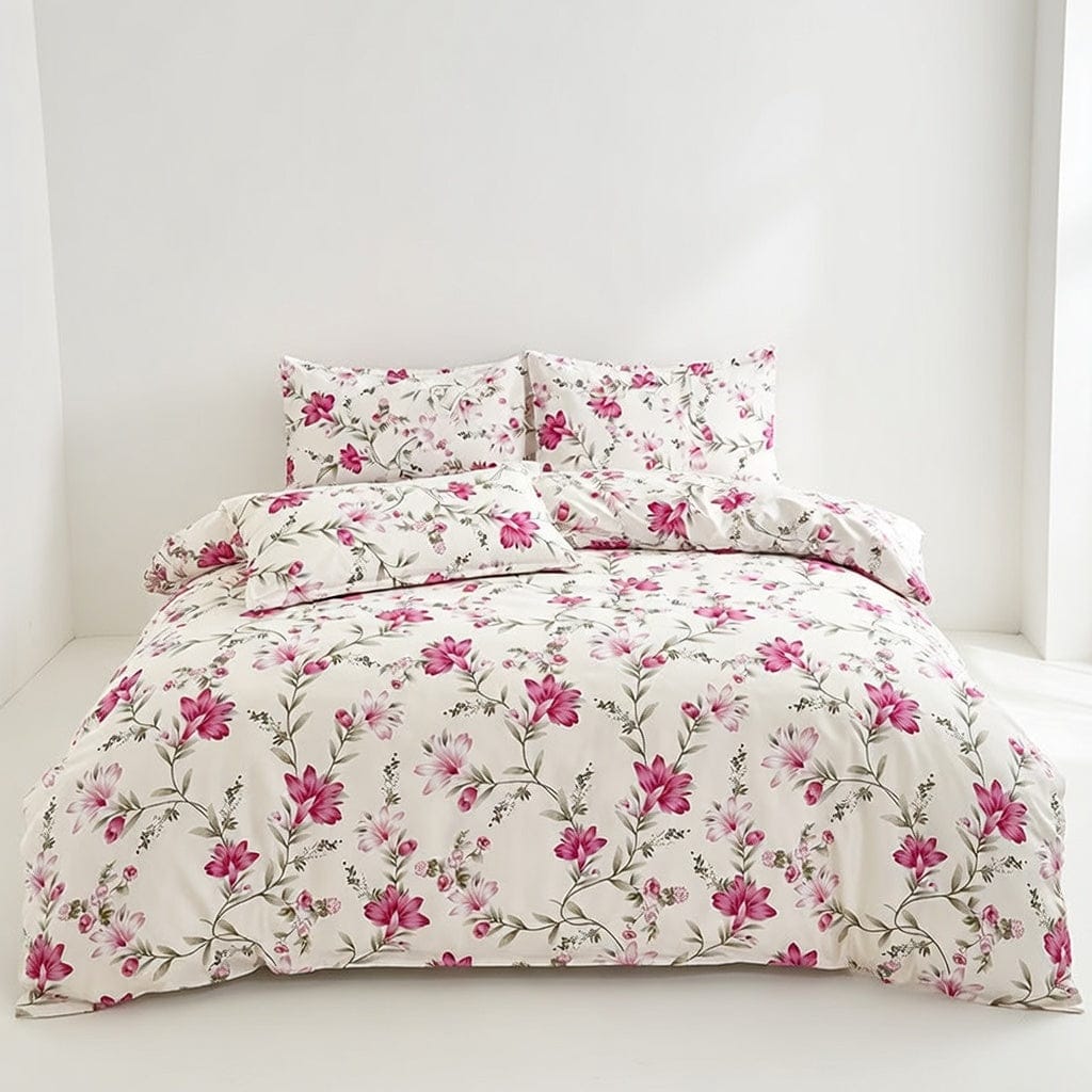 Houssea Housse de Couette Fleurie en Polyester - Confort Raffiné