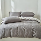 Houssea Housse de Couette Grise en Coton Lavé - Confort Luxueux