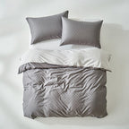 Houssea Housse de Couette Grise en Coton Lavé - Confort Luxueux